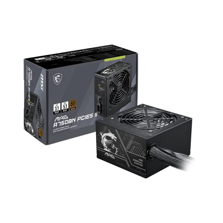 MSI MAG A750BN PCIE5 II Power Supply Unit 750 W 24-pin ATX ATX Black