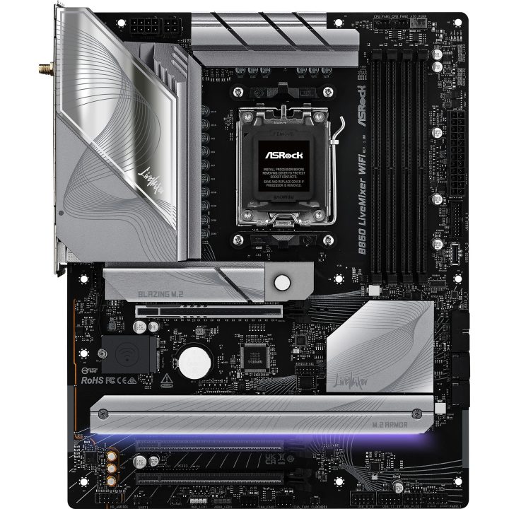 ASRock B850 livemixer Wi-Fi Motherboard, AMD, AM5, B850, USB20G…