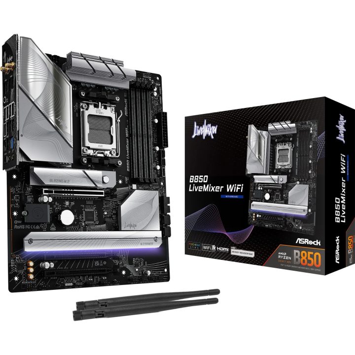 Motherboard ASRock B850 livemixer Wi-Fi,AMD,AM5,B850,USB20G,WIFI7,ATX…