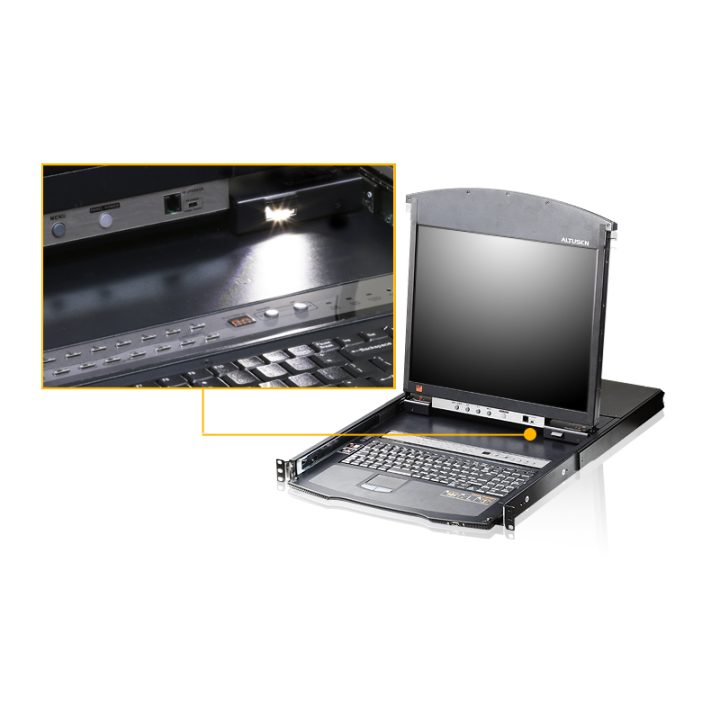 Consola LCD ATEN de trilho duplo com switch KVM por IP integrado…