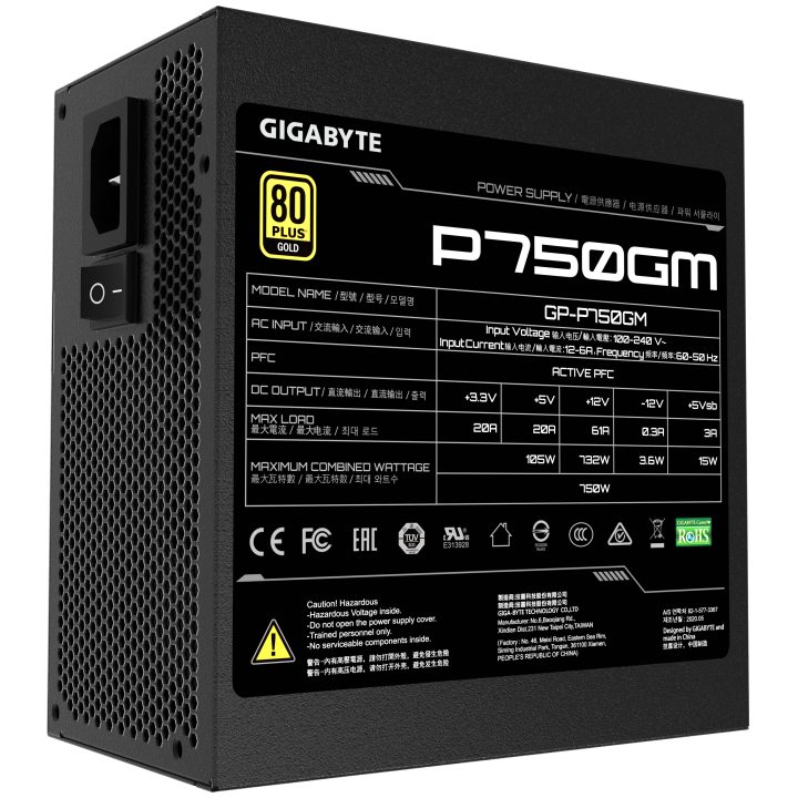 GIGABYTE P750GM Power Supply Unit 750 W 20+4 pin ATX ATX Black