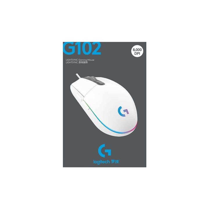 Logitech G102 Lightsync White Gaming Mouse 8,000 DPI 6 Buttons…