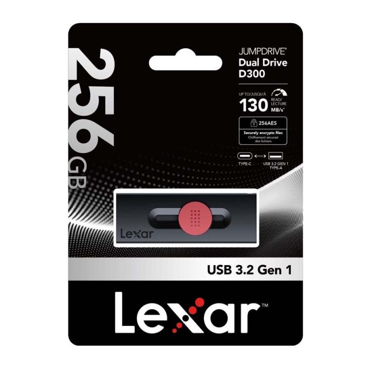 Lexar 256GB dual type-c and type-a USB 3.2 flash drive, up to 130MB/s…