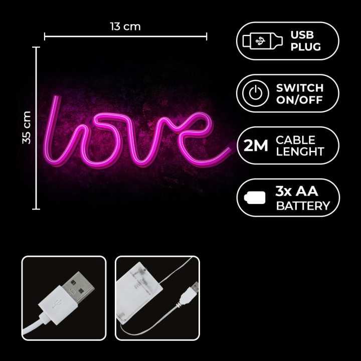 Lâmpada Forever neon LED love pink (RTV100208)