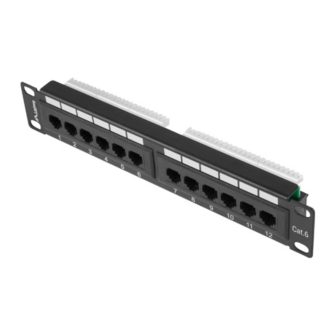Patch panel Lanberg 12 portas 1U 10 polegadas cat.6 preto…