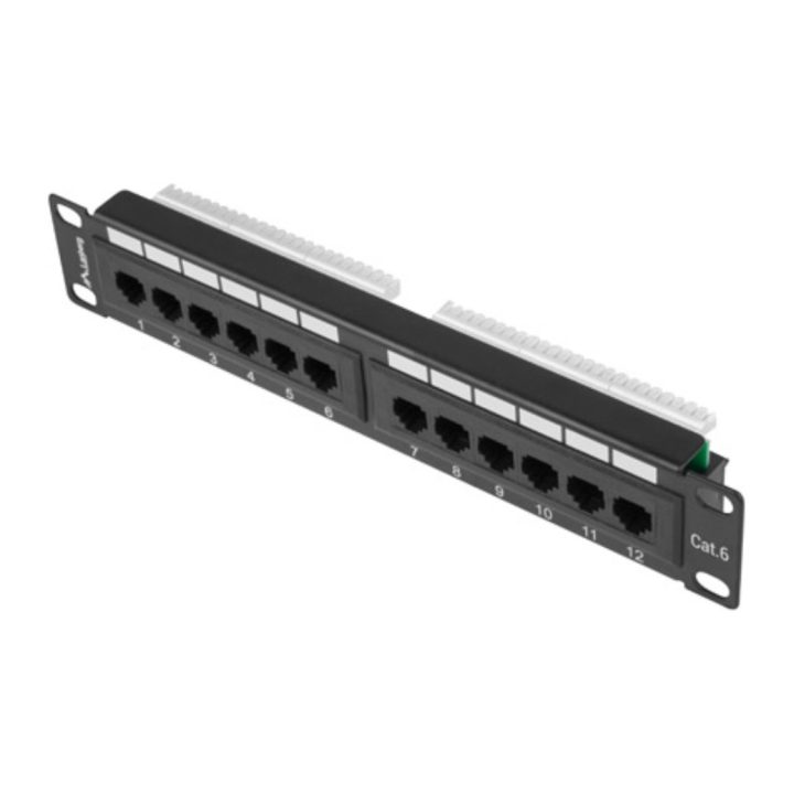 Lanberg 12-Port 1U 10-Inch Cat.6 Patch Panel Black (PPU6-9012-B)