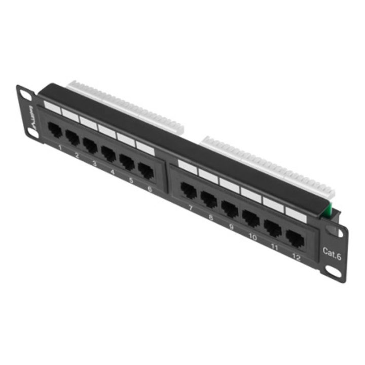 Patch panel Lanberg 12 puertos 1u 10 pulgadas cat.6 negro…