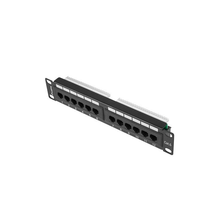 Patch panel Lanberg 12 portas 1U 10 polegadas cat.6 preto…