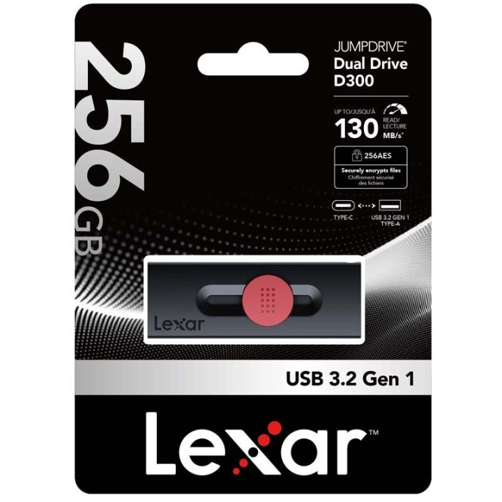 Lexar 256GB dual type-c and type-a USB 3.2 flash drive, up to 130MB/s…