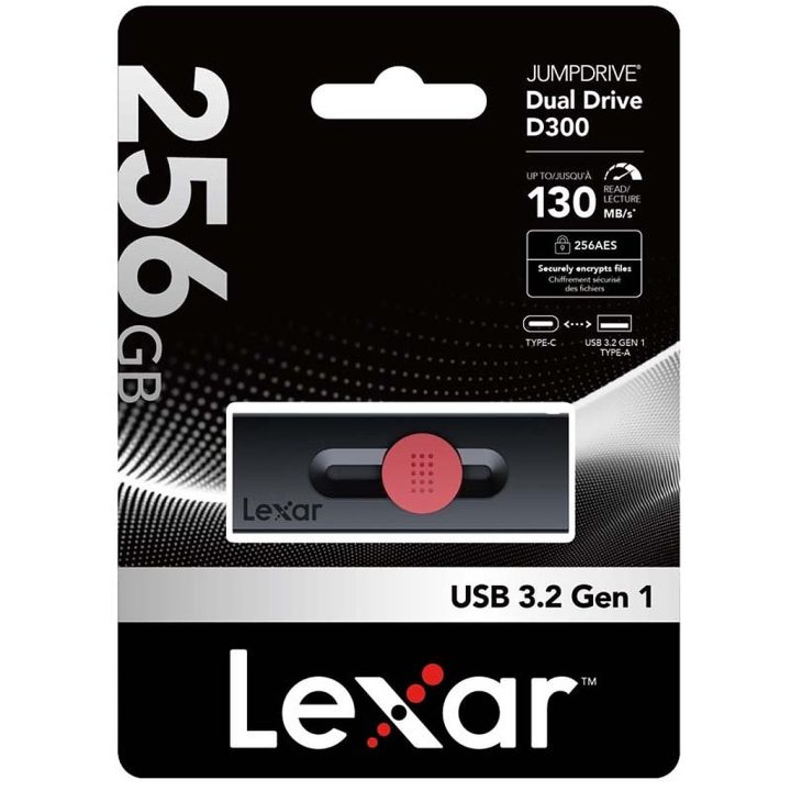 Lexar 256GB dual type-c and type-a USB 3.2 flash drive, up to 130MB/s…