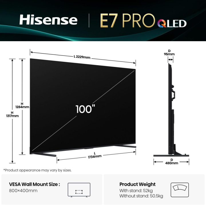 Hisense 100E7Q Pro 2,54 M 100" QLED 4K Smart TV