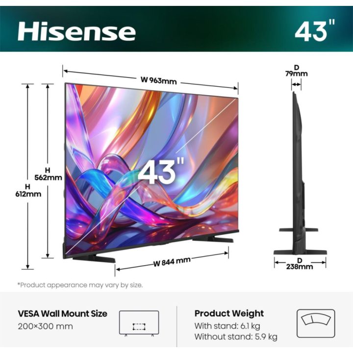 Hisense 43Q7S Televisor Inteligente 4K de 43"