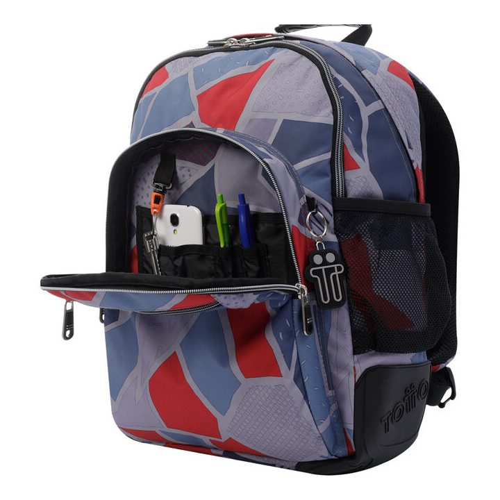 Totto Crayoles Backpack School Backpack Gray, Red Polyester…