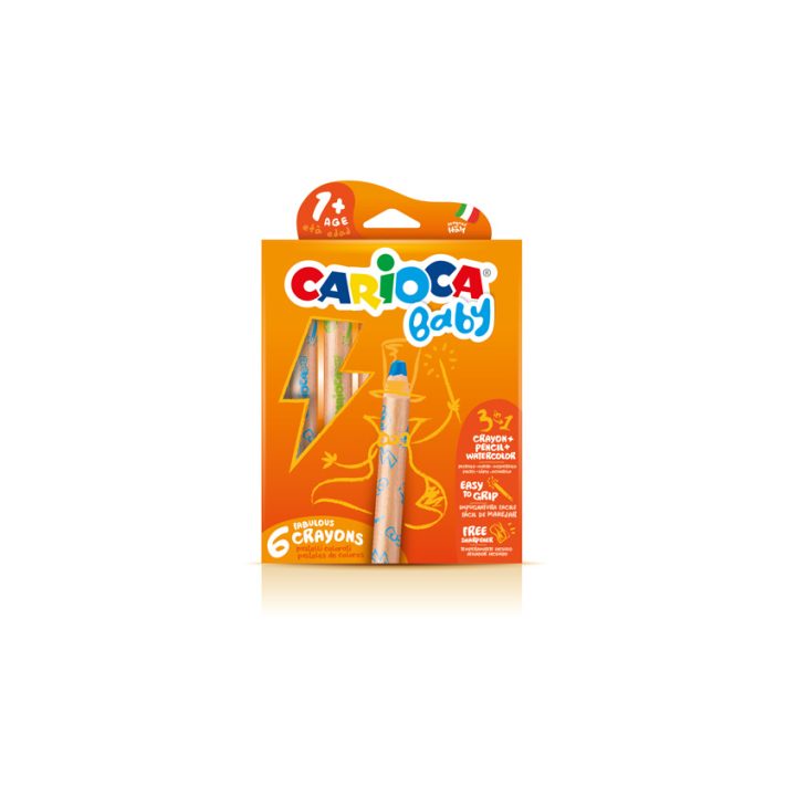 Caja 6 lápices 3 en 1 + sacapuntas Carioca baby 42817