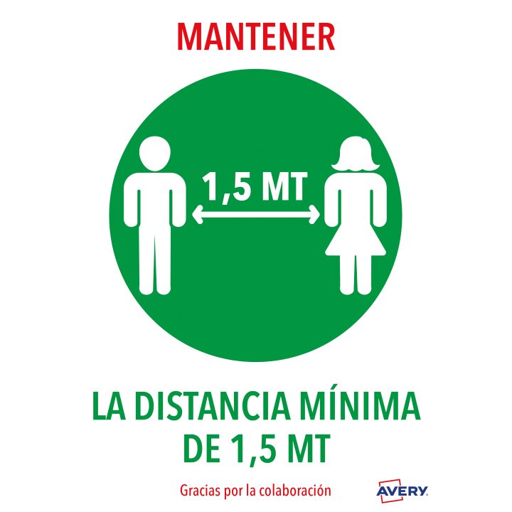 Sinais adesivos pré-impressos "manter distância mínima de 1,5 m"…