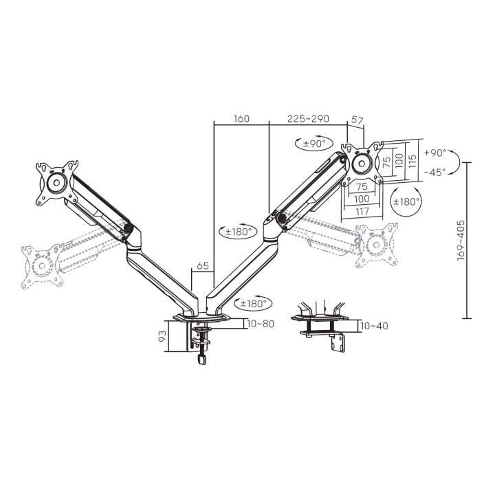 Ewent EW1491 soporte para monitor 34" Escritorio Negro