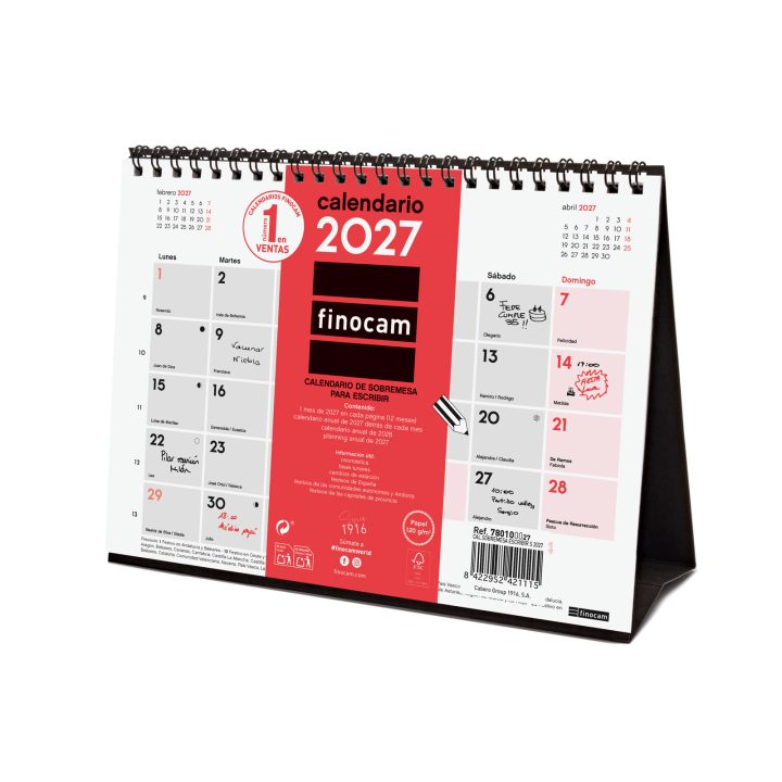 Finocam 780100027 2027 Desk Calendar Neutral Writeable 210x150mm