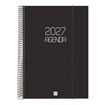 Agenda 2027 basic opaque E40 210X297MM dia pagina negro Finocam…