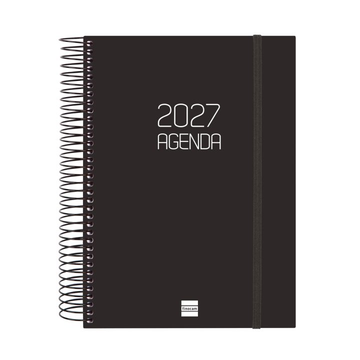 Agenda 2027 basic opaque E10 155X212MM dia pagina negro Finocam…