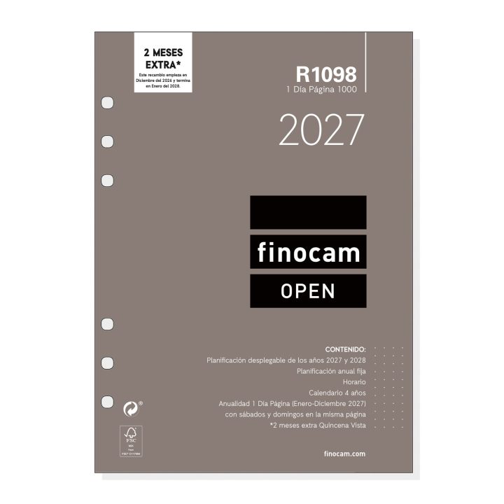 Annual Refill 2027 R1098 OPEN1000 155x215mm Daily Page Finocam…