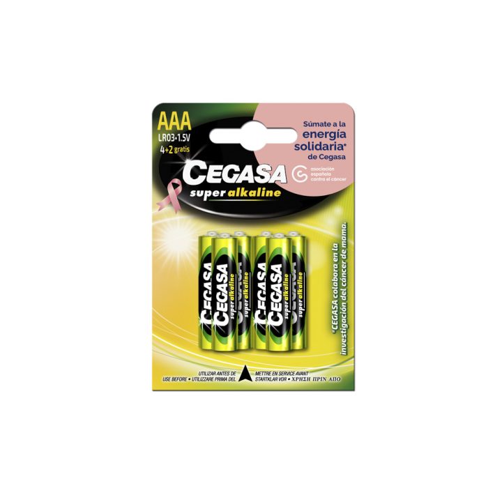 Blister 4+2 pilhas super alcalinas LR03 - E92 (AAA) Cegasa 329057