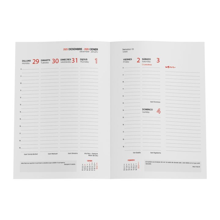 2026 Paris Agenda Portrait 15x21 Black Catalan Ingraf 356574