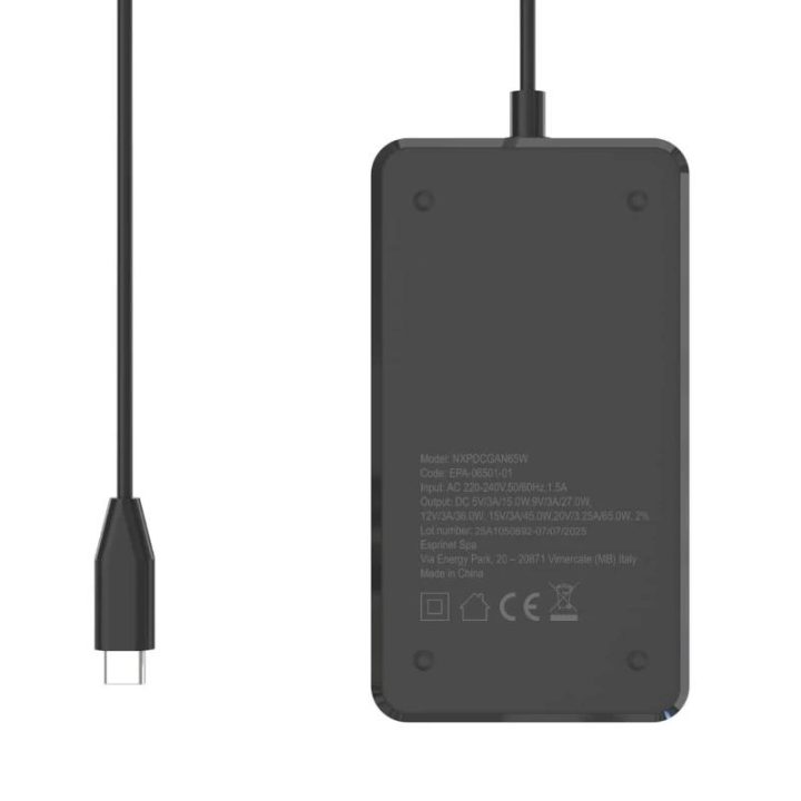 Cargador universal Nilox GaN 65W USB-C (NXBGAN65W)