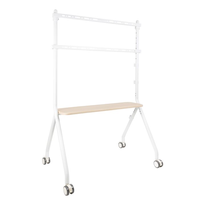 TooQ iLOVE Floor Stand with Wheels for 49"-80" Screen, White and Beech