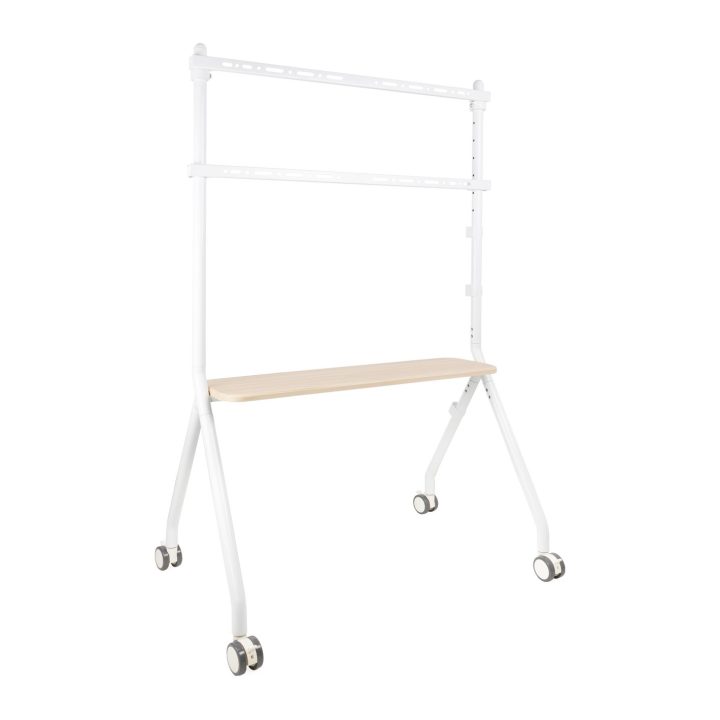 Suporte de Chão com Rodas TooQ iLOVE para Ecrã 49"-80", Branco e Faia