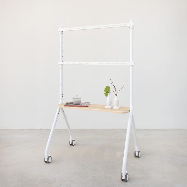 Suporte de Chão com Rodas TooQ iLOVE para Ecrã 49"-80", Branco e Faia