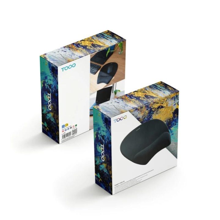TooQ Ergonomic Mouse Pad with Memory Foam Wrist Rest, Black