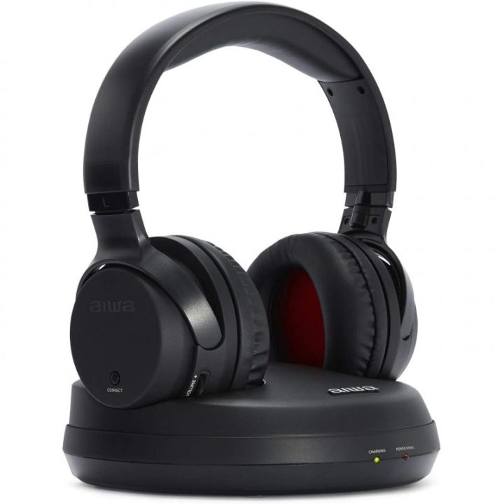 Aiwa WHF-880 Wireless Headphones Black + Charging Base