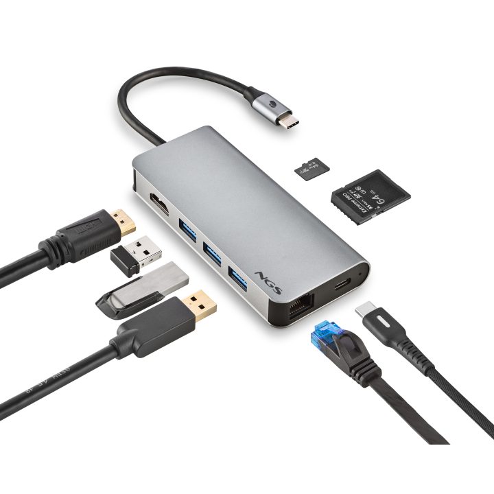 NGS WONDER DOCK 8 USB 2.0 Type-C Prateado