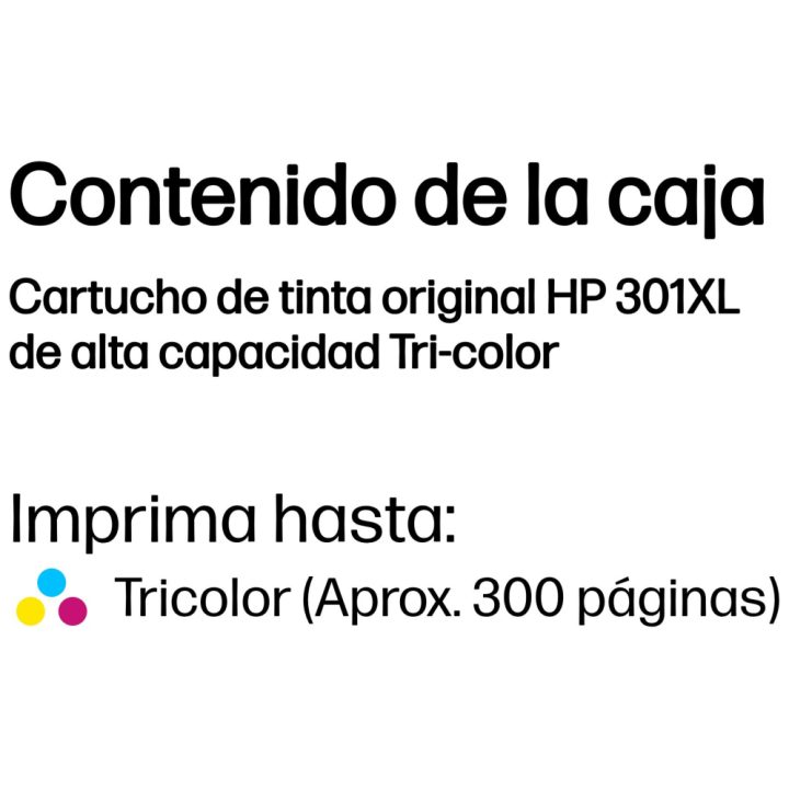 HP Cartucho de tinta original 301XL de alta capacidade Tricolor