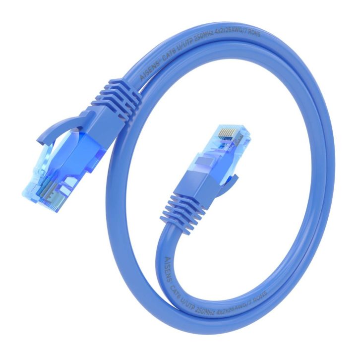 AISENS Cabo de Rede Latiguillo RJ45 Cat.6 UTP AWG26 CCA, Azul, 30 cm