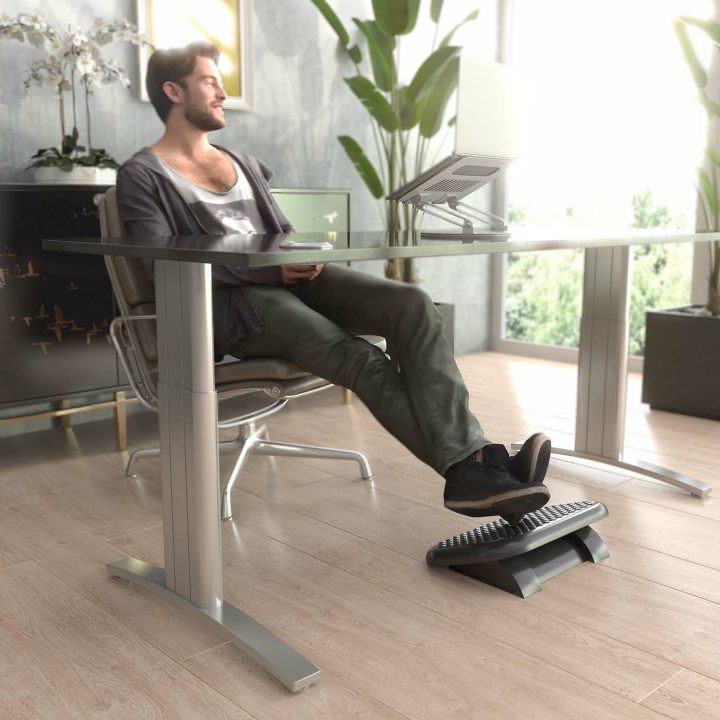 AISENS Reposapiés inclinable, Negro
