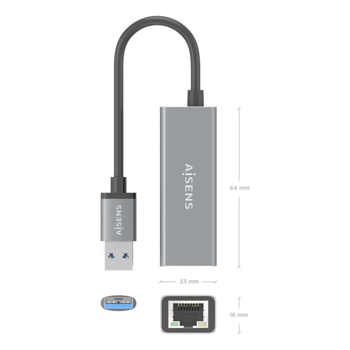 AISENS Conversor USB 3.0 a ethernet Gigabit 10/100/1000 Mbps, Gris…