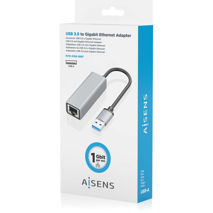 AISENS Conversor USB 3.0 a ethernet Gigabit 10/100/1000 Mbps, Gris…