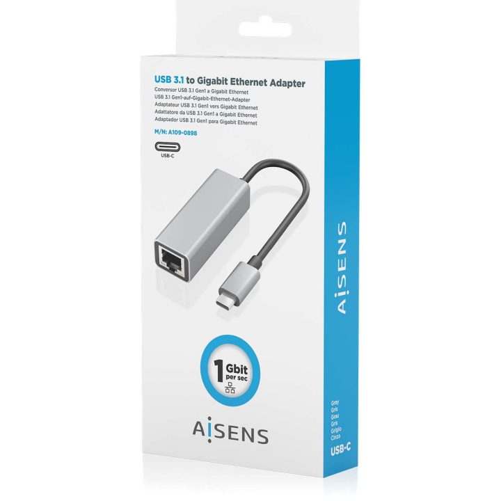 AISENS USB3.1 Gen1 USB-C to Gigabit Ethernet 10/100/1000 Mbps…