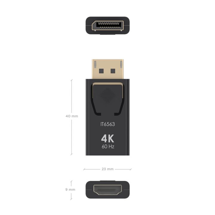 AISENS Conversor DisplayPort a HDMI 4K@60HZ, DP/M-HDMI/H, Negro