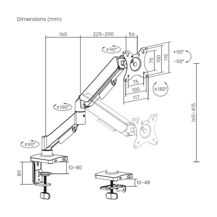 Suporte de Mesa Eco AISENS com Contrapeso, Rotativo e Inclinável para…