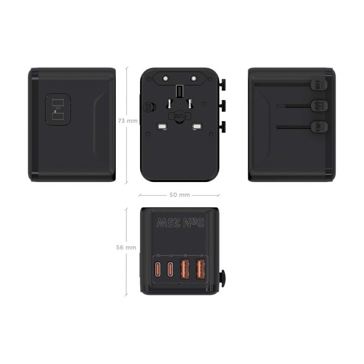 AISENS Universal Travel Power Adapter EU/USA/UK/AU with USB GaN…