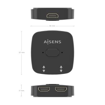 AISENS HDMI Switch 4K@60Hz 2x1, Black