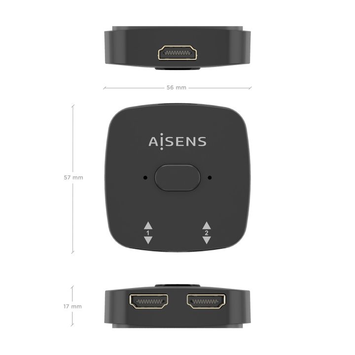 AISENS HDMI Conmutador Switch 4K@60Hz 2x1, Preto