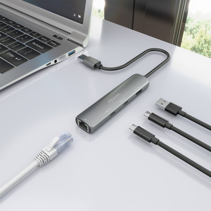 AISENS USB3.0 Dock USB-A A Ethernet Gigabit + Hub 2xUSB-C+1xUSB-A…