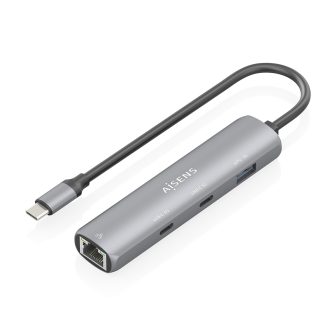 AISENS USB-C Dock to Gigabit Ethernet + Hub 2xUSB-C+1xUSB-A, Gray…