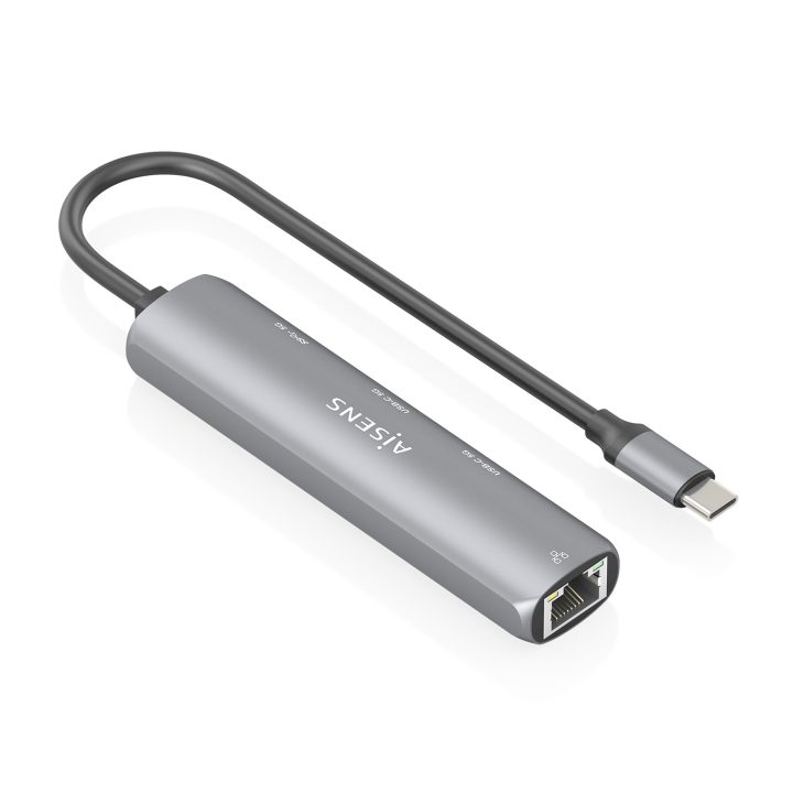 AISENS USB-C Dock to Gigabit Ethernet + Hub 2xUSB-C+1xUSB-A, Gray…