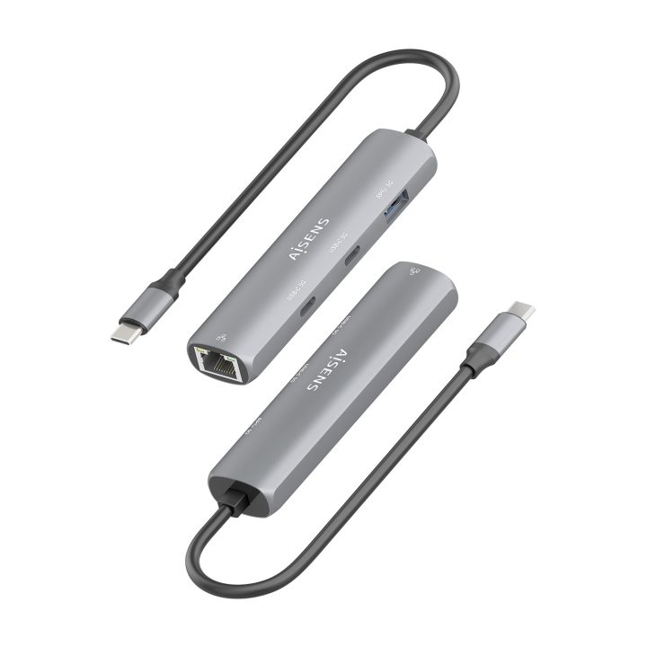 AISENS Dock USB-C A Ethernet Gigabit + Hub 2xUSB-C+1xUSB-A, Gris, 15cm