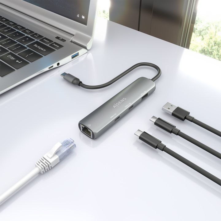 AISENS Dock USB-C para Ethernet Gigabit + Hub 2xUSB-C+1xUSB-A…