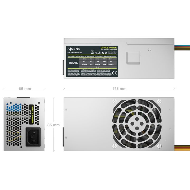 Fonte de Alimentação AISENS TFX 500W OEM, Prateada